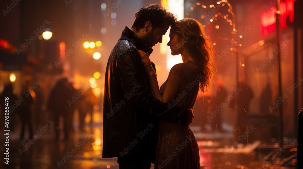 passionate couple in love outside in the rain passionate couple in love outside in the rain
