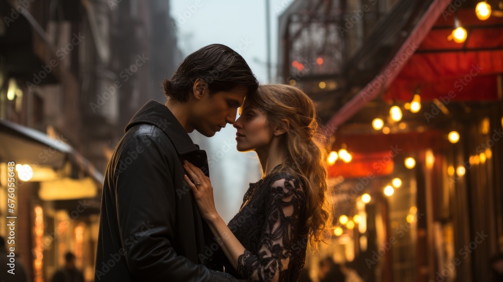 passionate couple in love outside in the rain passionate couple in love outside in the rain