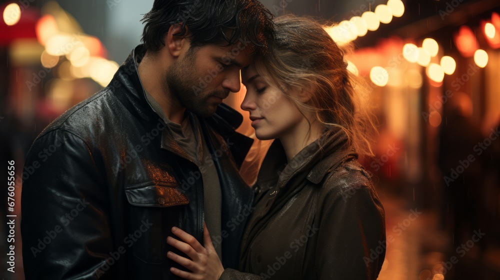 passionate couple in love outside in the rain passionate couple in love outside in the rain
