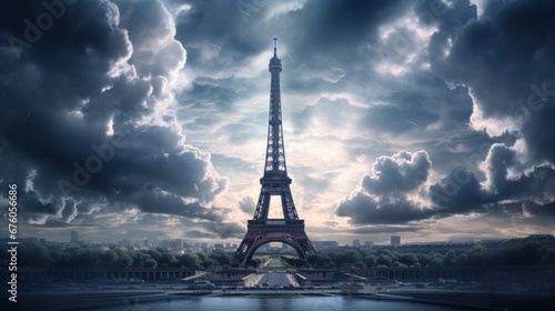 Clouds over the Eiffel Tower, France, Ile de France, Paris