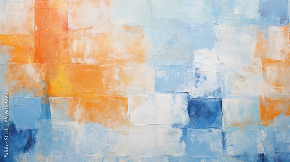 Vintage abstract rough texture painting with a mix of orange and blue hues