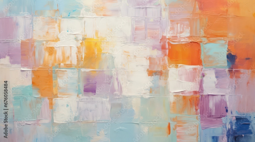Abstract vintage rough texture with multi-colored orange and blue art strokes, featuring oil brush strokes