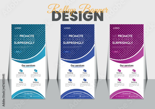 
Vector roll-up banner or signage banner template design for marketing