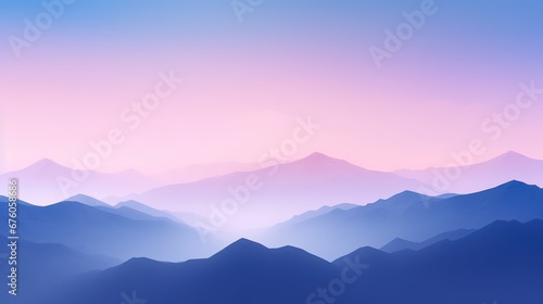 Silhouette illustration of a beautiful natural mountain  wide view from a distance  with soft violet and pink pastel colors