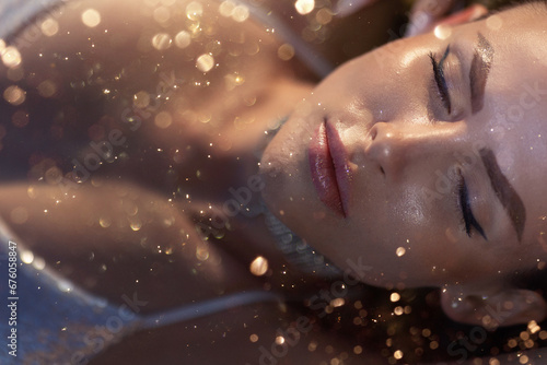 Pretty girl in diamond dress