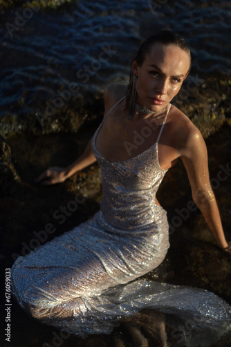 Pretty girl in diamond dress