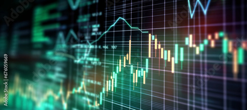 technical financial market graph on technology abstract background concept for Increase in stock prices, positive market, low-interest rates, low interest rates, increase in consumption