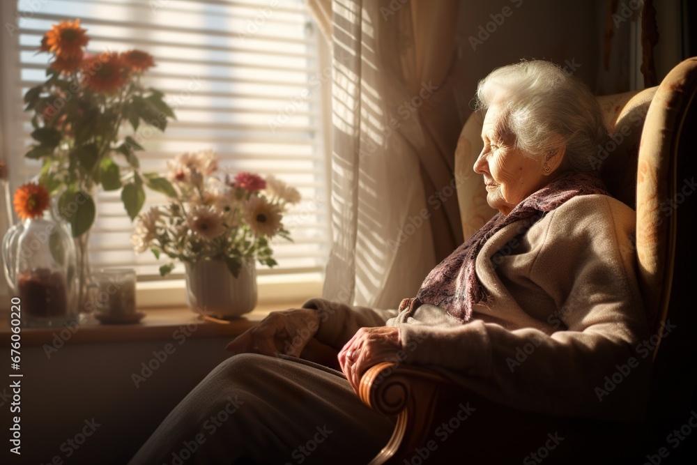 older woman who looks at spending time alone at home, feels sad or disappointed older woman who looks at spending time alone at home, feels sad or disappointed