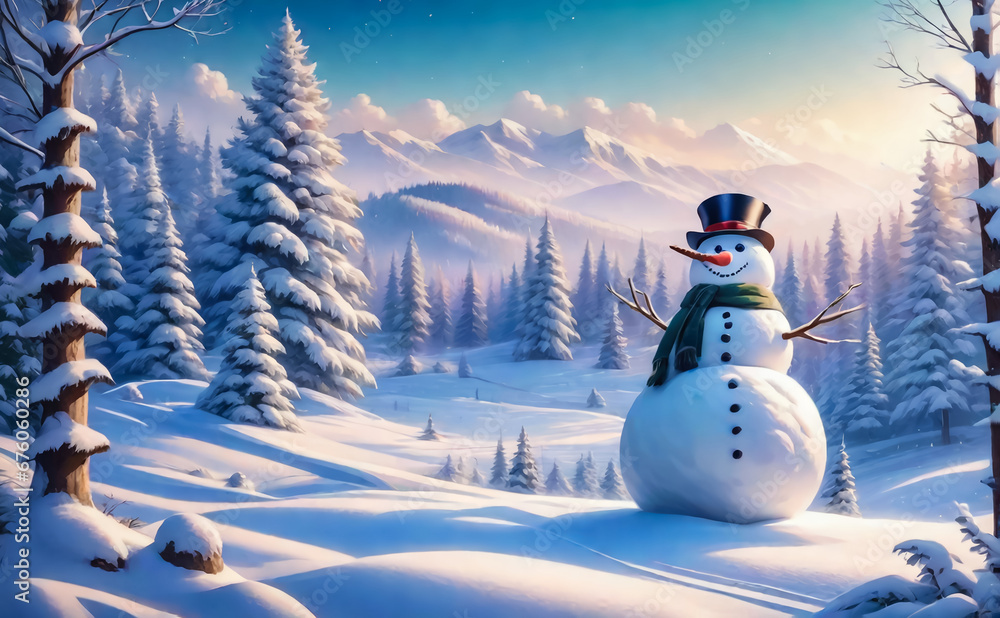 Obraz premium Fantastic winter landscape. AI