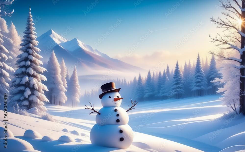 Obraz premium Fantastic winter landscape. AI