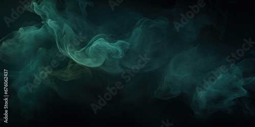 Abstract Dark Green smoke of a Black background for design and presentation