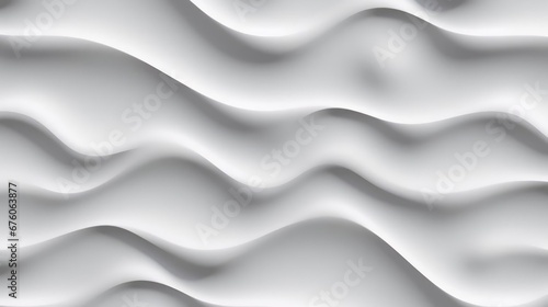 3D illustration white seamless pattern waves light and shadow Wall decorative panel 