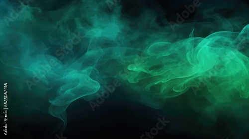 Abstract backdrop Cloud of green and blue smoke on a black isolated background soft mystery horror design spooky background