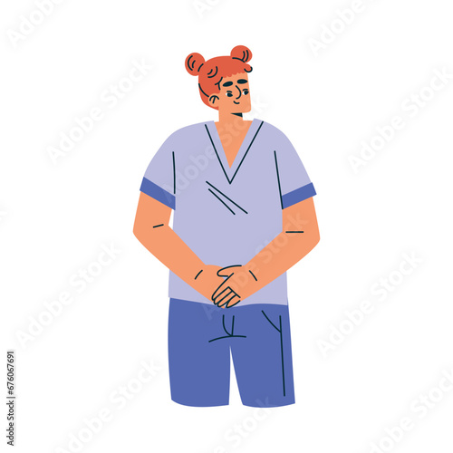 Redhead Female Doctor Character as Professional Hospital Worker Vector Illustration