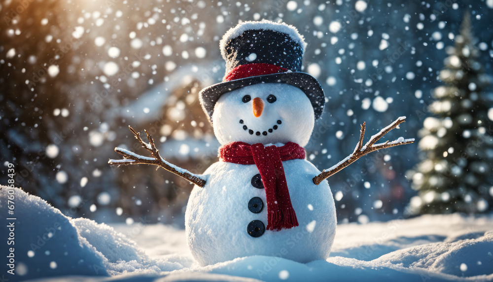 Fototapeta premium snowman in the snow