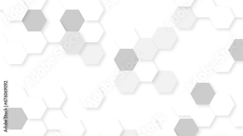 Fototapeta Naklejka Na Ścianę i Meble -  Abstract background with multiple shades of gray hexagon pattern vector design template. White hexagons geometric background, abstract white grey shapes stacks.