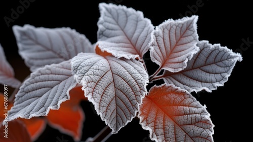 Viburnum lantana's woolly snowball's frozen leaf photo