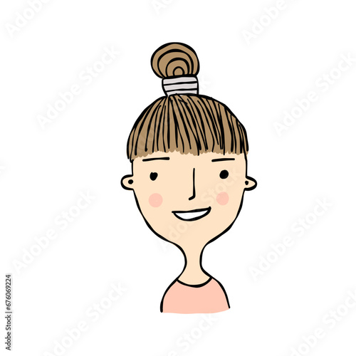 Woman avatar. Beautiful young woman portrait with hair style isolated on whit...