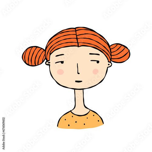 Woman avatar. Beautiful young woman portrait with hair style isolated on whit...
