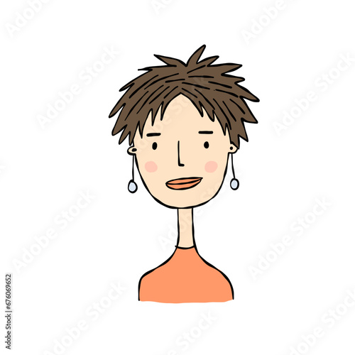 Woman avatar. Beautiful young woman portrait with hair style isolated on whit...