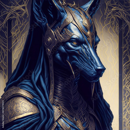 Anubis Egyptian god of Funerals, Embalming, and Protector of the Dead. Ancient Egypt. Abstract Egypt God.