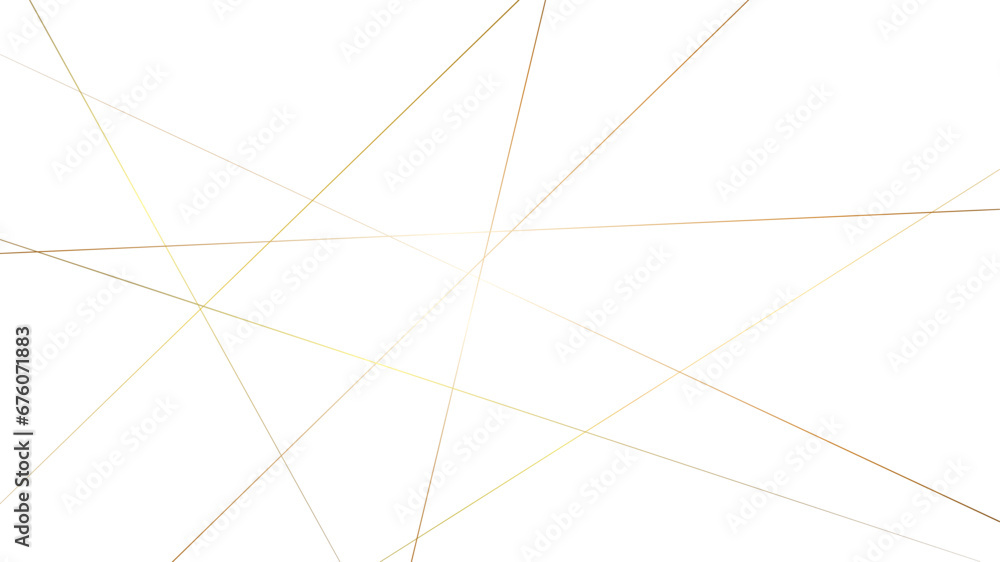 Geometric low poly abstract white and golden lines background. Abstract background with golden lines. Golden geometric random chaotic lines vector background. - obrazy, fototapety, plakaty 