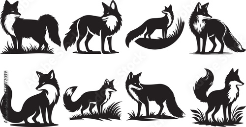 Fox Silhouette  Fox Vector Isolated On White Background Illustration