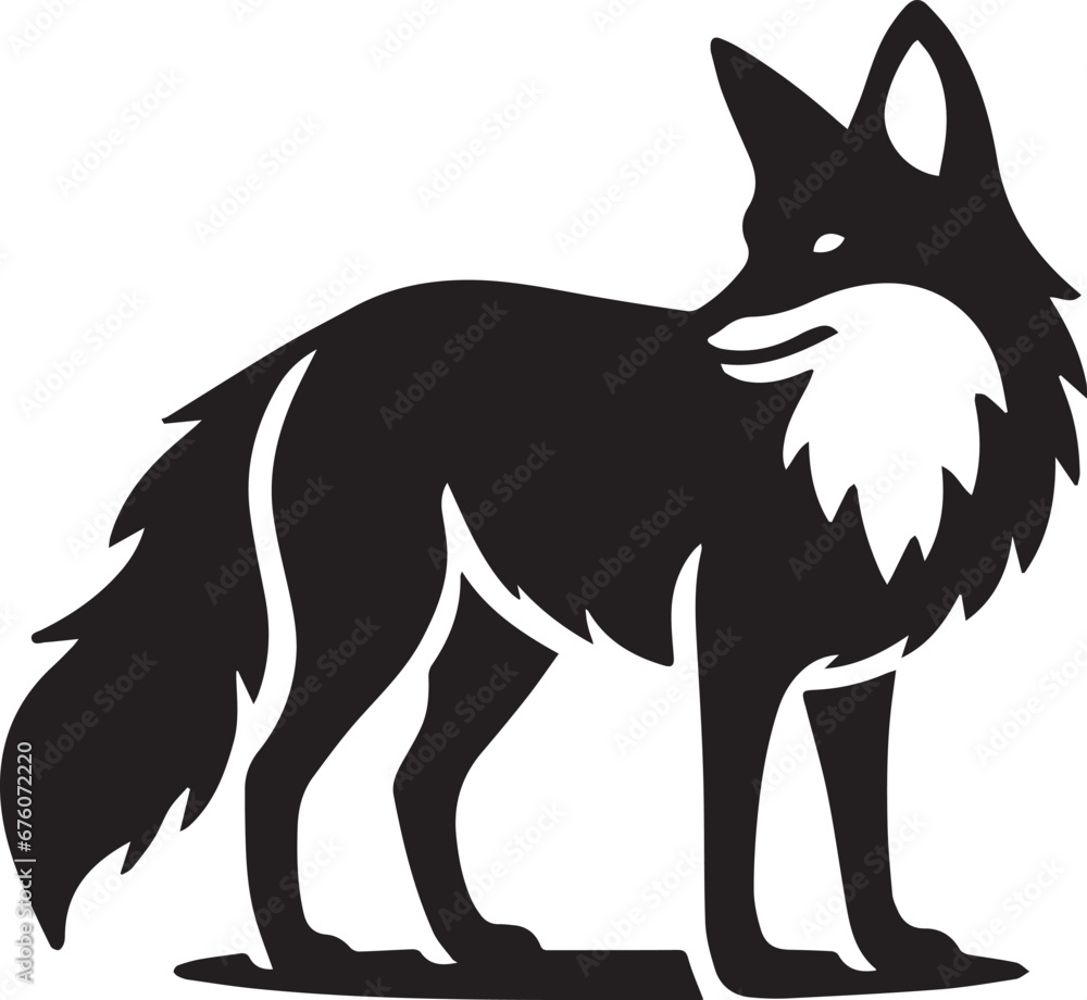 Fox Silhouette, Fox Vector Isolated On White Background Illustration