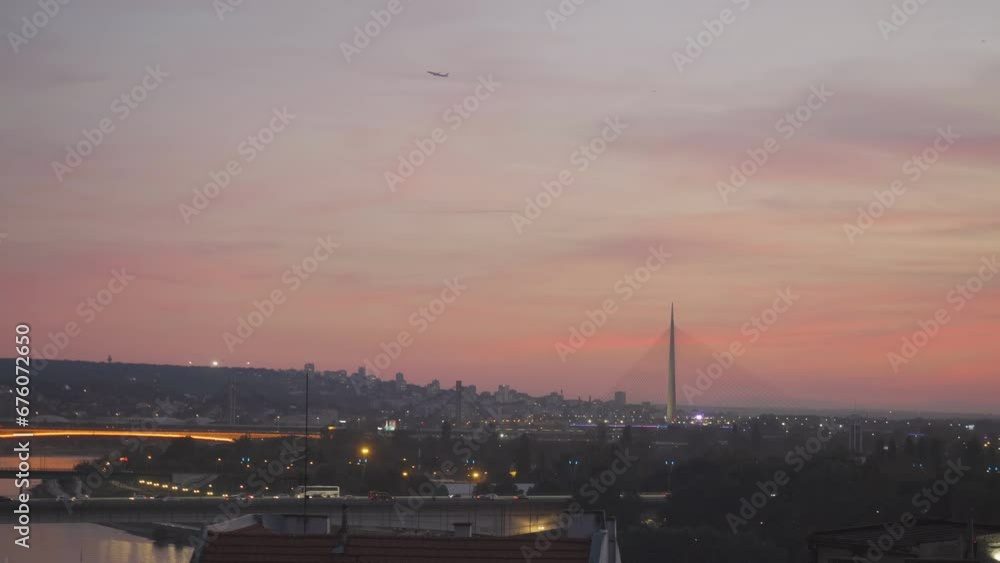 Sunset panorama of Belgrade city in Serbia