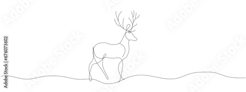 Deer line art icon. Deer continuous line drawing. Deer one line draw graphic vector. Vector illustration