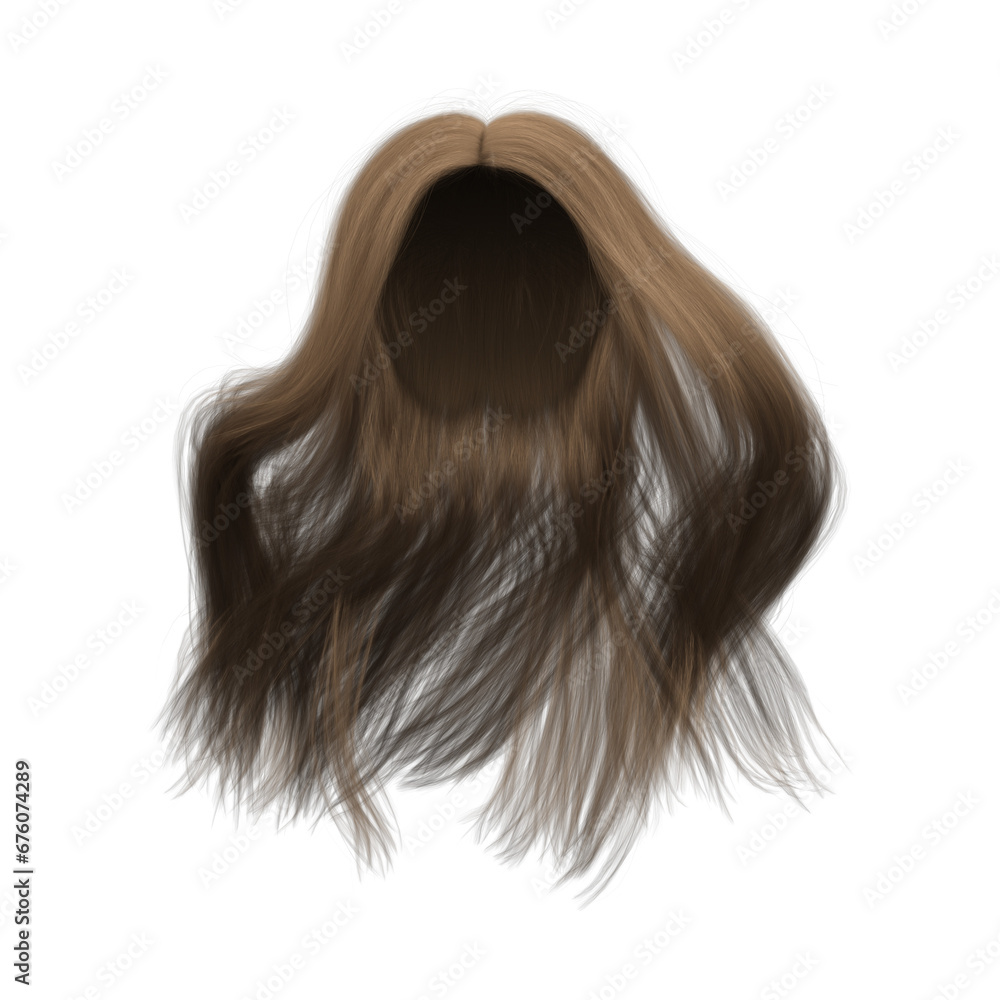 3d rendering straight medium brown long hair isolated 3d rendering straight medium brown long hair isolated
