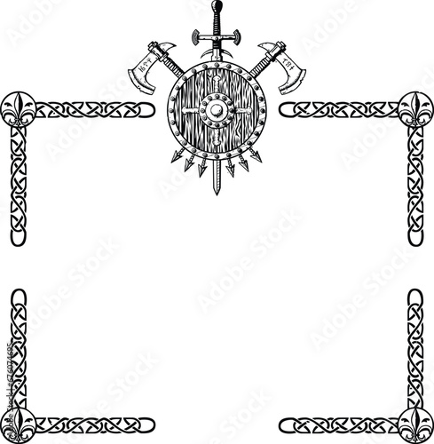 Medieval Frame with Fleur de Lis and Coat of Arms