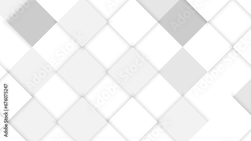 Abstract white and gray random geometric checkered square-shaped background.