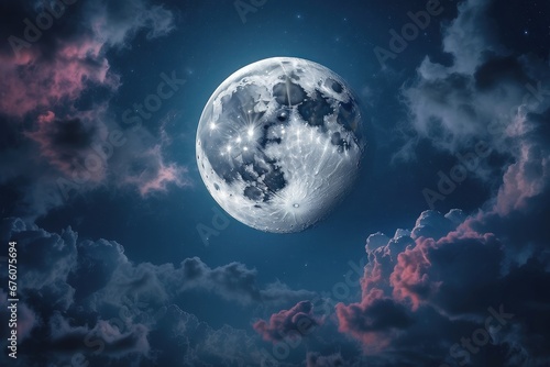 moon and stars in the sky nature photo