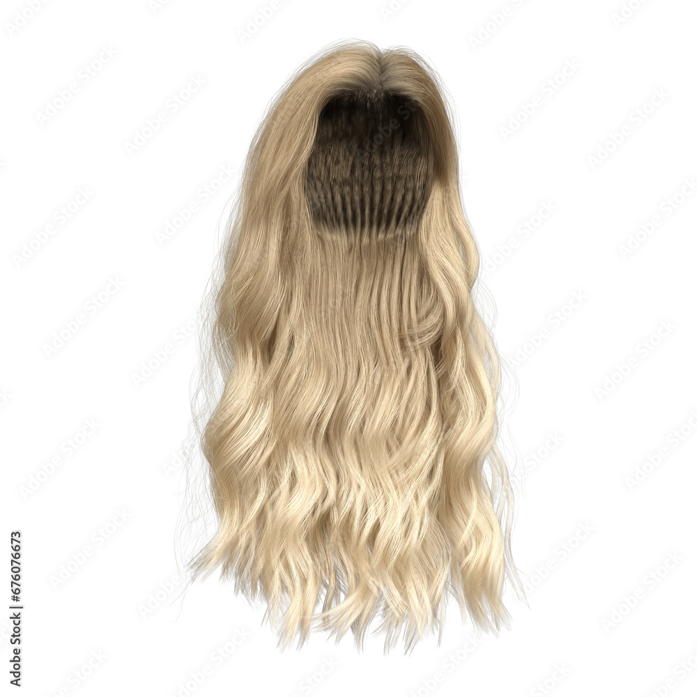 3d rendering wavy curly blonde hair princess isolated 3d rendering wavy curly blonde hair princess isolated