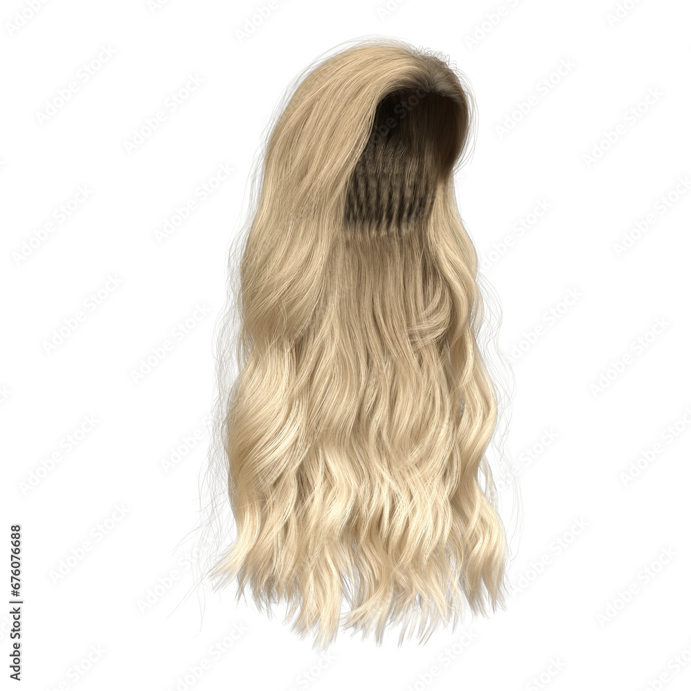 3d rendering wavy curly blonde hair princess isolated 3d rendering wavy curly blonde hair princess isolated