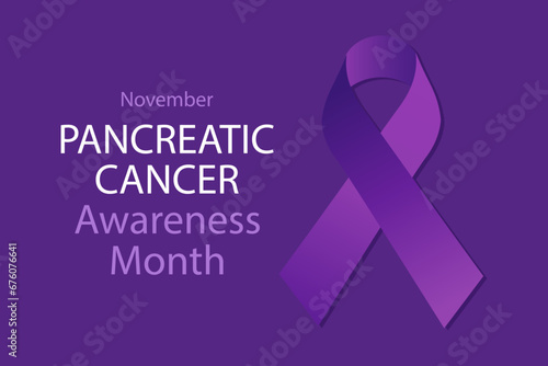 Pancreatic cancer awareness realistic ribbon banner. Template design for infographic magazines or websites photo
