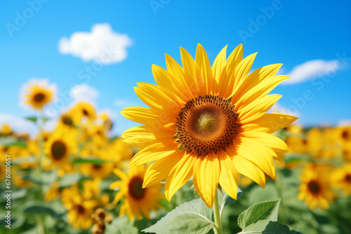 sunflowers and blue sky. Generative AI