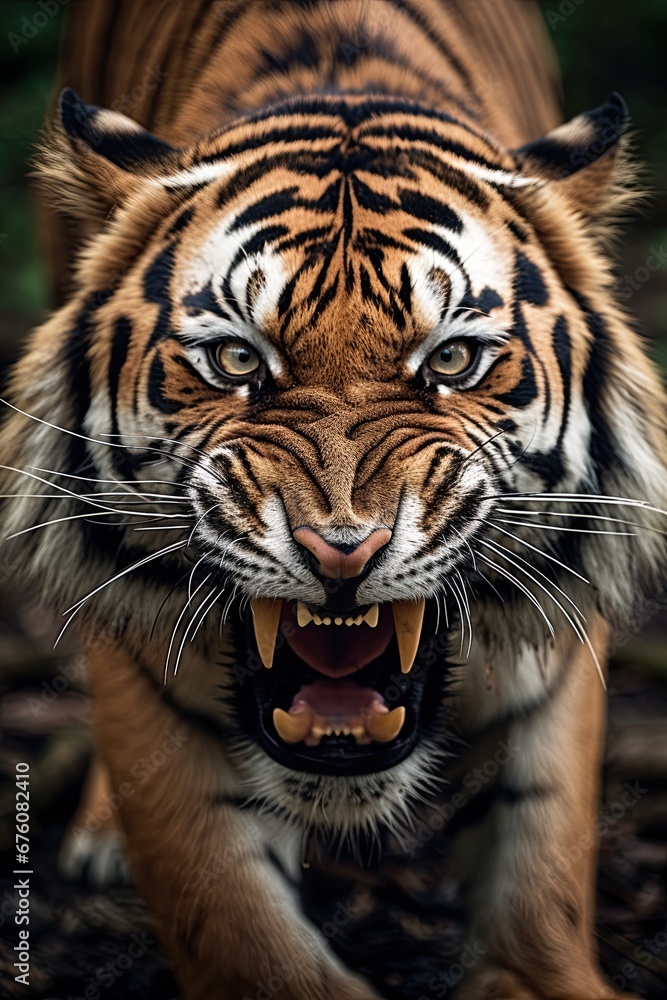Fototapeta premium Large Tiger portrait. Ai Generative