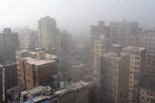 Pollution sur la ville d'Alexandrie en Egypte