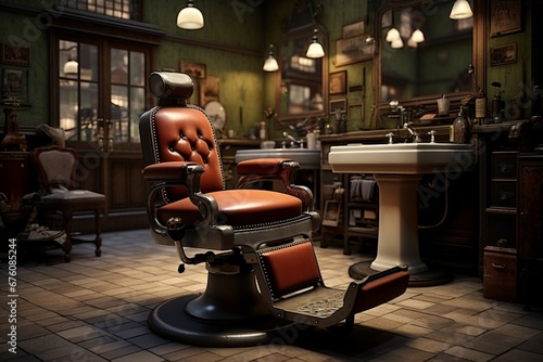 Stylish salon chair in chic barbershop hairdresser  © shaista