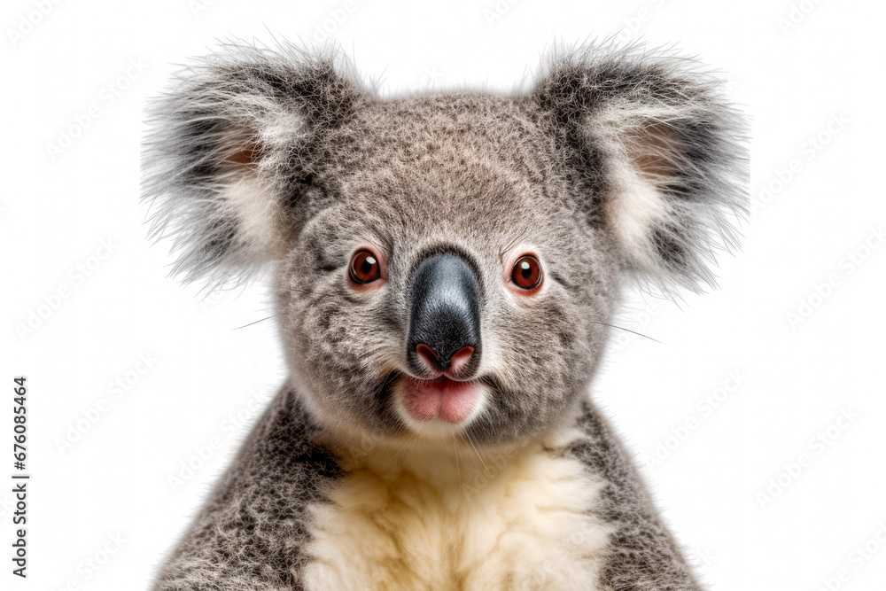 Fototapeta premium Close-up of a cute koala bear isolated on white background