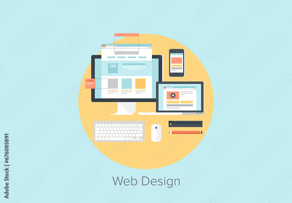 Abstract flat vector illustration of web design and development ...