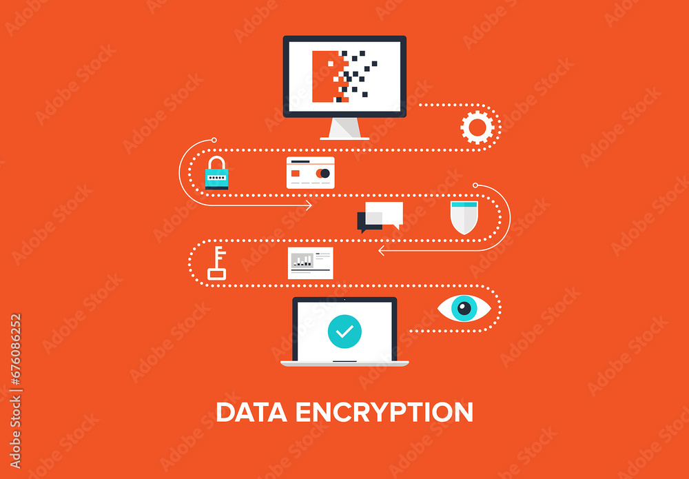 Abstract flat vector illustration of data encryption concept isolated ...