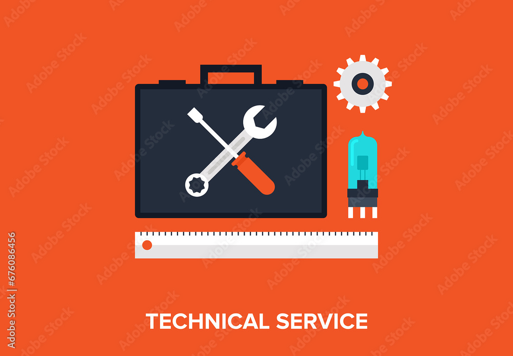 Service Tech Thumbnail Vector illustration of technical service flat design concept. Stock ...