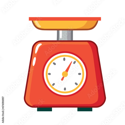 Kitchen scales. Vector illustration with scales in cartoon style.