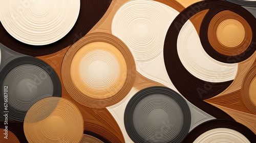 A repeating, hypnotic pattern of interlocking circles in earthy tones