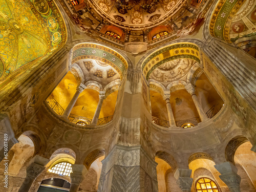 Interior of the Basilica of San Vitale, a late antique (sixth century) church in Ravenna, Emilia-Romagna, Northern Italy.