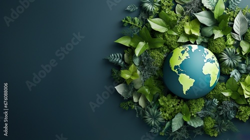 Banner con concepto de ecología y medio ambiente con espacio para texto. Generado por IA.