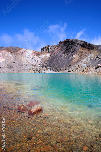 Crater lake on the tongariro volcano in new zealand